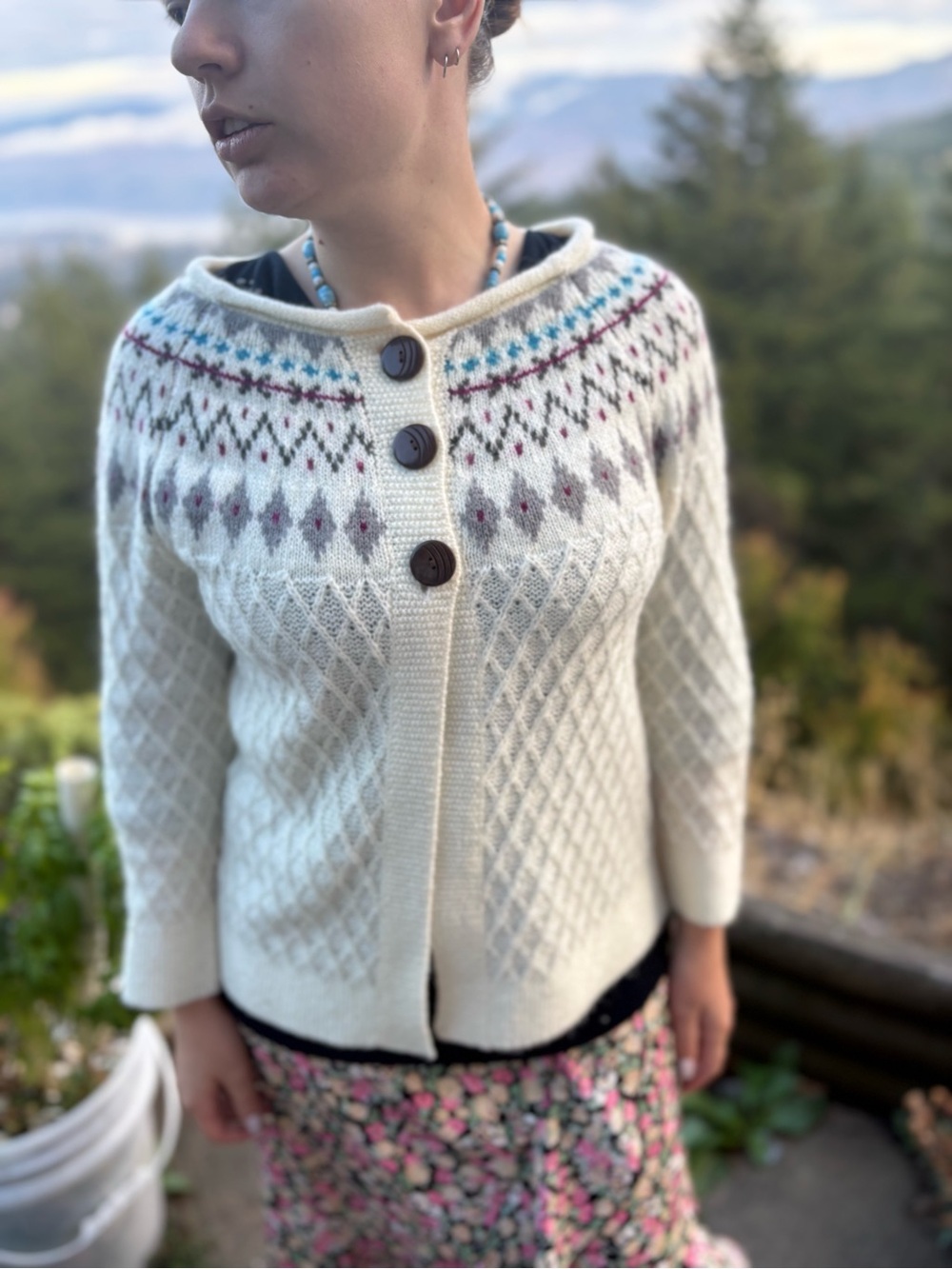 Cream Countryside Ladies Cardigan Sweater